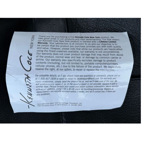 Kenneth Cole Black Leather Duffel Bag Weekender – 20” Travel Tote w/ Lock & Key - Picture 5 of 5